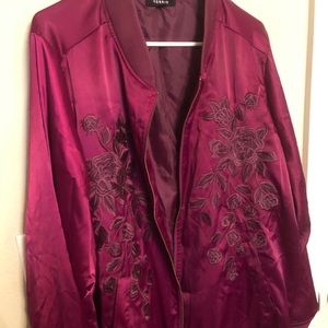 Torrid purple satin bomber jacket